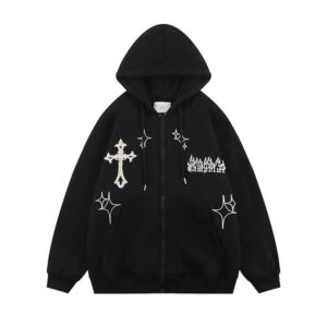 y2K Clothing Zip Hoodie Black