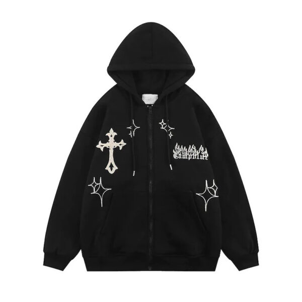 y2K Clothing Zip Hoodie Black