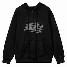 y2K Clothing Zip Hoodie Black